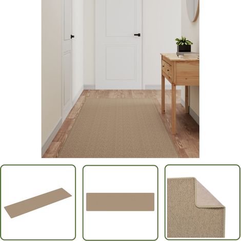 The Living Store Tapis de couloir aspect sisal sable 80x300 cm - Tapis De Couloir - Tapis Entrée - Tapis Sisal - Tapis Brun - Tapis Décoratif (1/5)