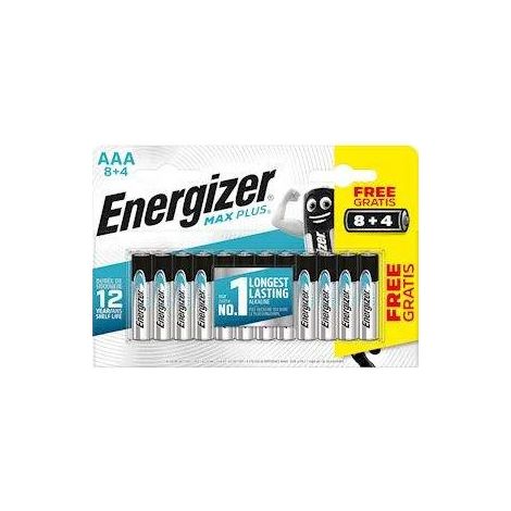 Piles AAA LR03 1.5V Alcaline max plus, pack de 8+4 piles.