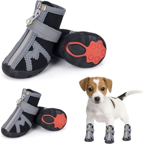 AGE Bottes pour chien Chaussures imperméables pour chien Bottes antidérapantes pour chien pour petits et moyens chiens 4pcs (1/4)