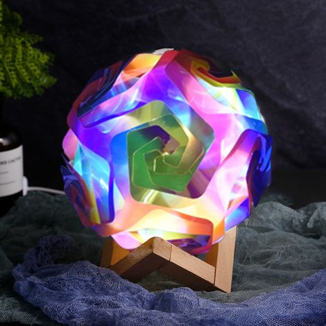 Filiyano – Lampe de chevet LED, lampe lune, veilleuse USB, lampe de table décorative pour chambre d'enfant, lumière chaude, bleu saphir laser (1/2)