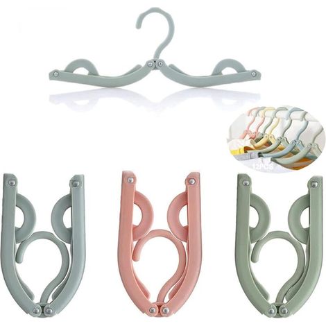 8 pcs Cintres pliables Portable,Cintres en plastique Vêtements Voyage,Cintre antidérapants légers avec anti-dérapant Grooves,Rétractable Cintre per famille Camping (Couleur aléatoire) (1/5)