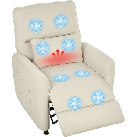 HOMCOM sillón relax reclinable eléctrico con calor lumbar masaje vibración, motor silencioso, función de memoria, almohada, control remoto, crema (1/5)