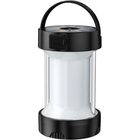 Wiederaufladbare Typ-C-Campinglampe, 1000 Lumen, 4 Leuchtmodi, wasserdichte, multifunktionale Solar-LED-Notleuchte für Camping, Wandern und Angeln, Schwarz