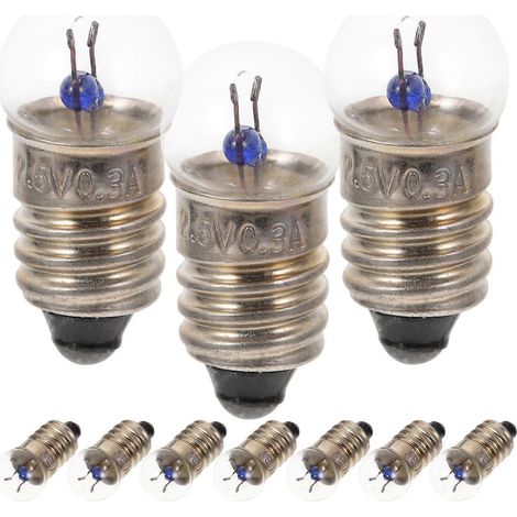 Lot de 10 ampoules E10 pour lampe torche, petites ampoules électriques à perle 2,5 V 0,3 A, pour expériences de physique étudiantes. (1/5)