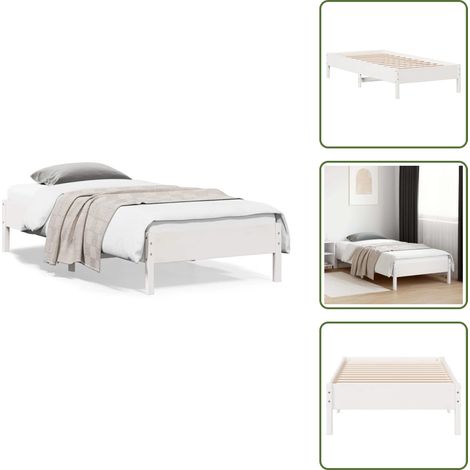 Madera de pino - vidaXL Estructura cama sin colchón madera maciza pino blanca 100x200cm - Cama de pino