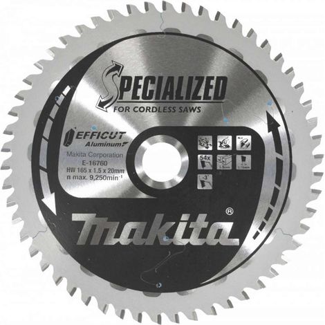 Makita – Sägeblatt Aluminium 165mm – Bohrung 20mm – 54 Zähne – Für saubere Schnitte in Aluminium – Trocken schneiden
