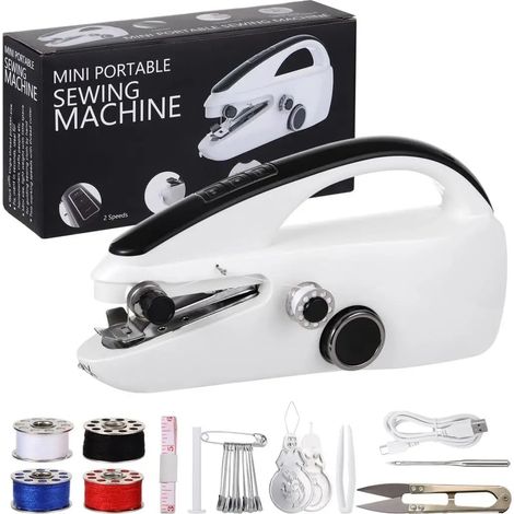 Machine à coudre portable (Gris) pour usage domestique, outil de réparation de vêtements et tissus à faire soi-même (1/4)
