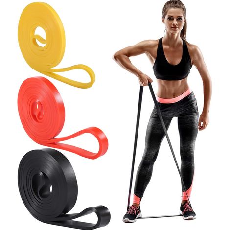 3 Pcs Bande Elastique Musculation, 3 Tailles Élastique Musculation Elastique Sport Bandes Fitness, Bande de Resistance Traction pour Entraînement de Résistance Powerlifting Fitness Musculation