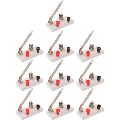 10 Pièces Interrupteur Unipolaire à Lame Coque Isolante en Plastique Blanc, Contacts Métalliques Stables et Faible Résistance pour Activités Scolaires en Groupe (1/5)