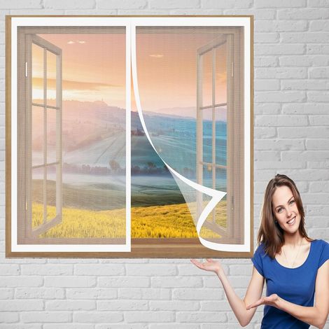 Moustiquaire à Fermeture Aimantée 86 x 156 cm Moustiquaire sur Mesure Laisse Passer L'Air Frais Moustiquaire Fenetre pour Divers de Fenêtres, Blanc (1/5)