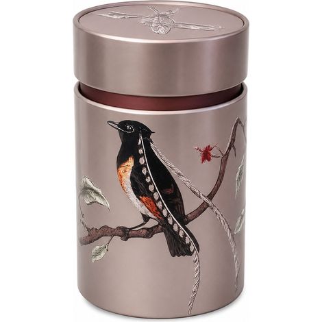 Boîte à thé oiseaux 150 g double couvercle en métal (1/3)