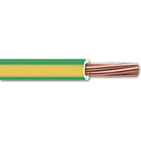 Bis-Electric – Fil électrique H07VR 16mm² vert-jaune à la coupe – Longueur minimum 10m – Câble rigide pour installations électriques