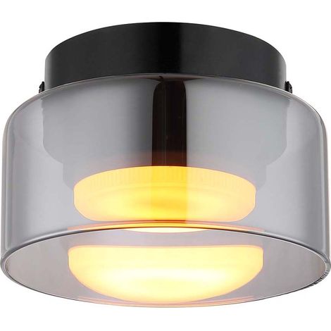 Plafonnier lampe de salle à manger verre fumé noir LED D 13 cm (1/4)