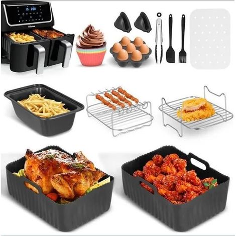 FOLAYA Accessoires de l'air Friteuse 12 Pièces, d'accessoires pour friteuse à air double pour Air Fryer, support polyvalent (1/4)