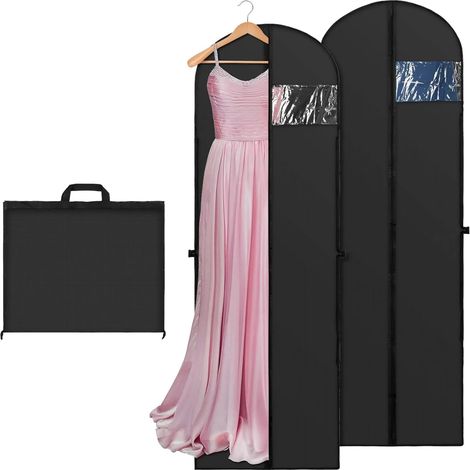 Housse à vêtements longue 180×60cm, 2 pièces, housse pliable avec poignées, housse respirante avec fermeture éclair, housse de protection anti-poussière, housse pour robes de mariée et robes de soirée (1/5)