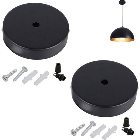 2 Pièces Rosace Plafond Noir, Métal Cache Fil, Pour Lustre Suspension, Maison Jardin