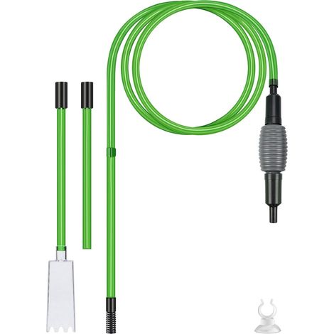 Limpiador de acuarios verde, aspiradora para acuarios, limpiador de acuarios, bomba de sifón, limpiador de grava con control de flujo ajustable para cambios de agua y limpieza de arena/grava. (1/5)