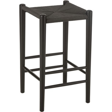 Tabouret de bar en bois vintage Noir 38x38x66.4 cm (1/4)
