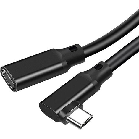 Câble extension USB-C coudé 90 degrés USB 3.2 Gen2 100W PD 20Gbps pour écran streaming VR 50cm (1/5)