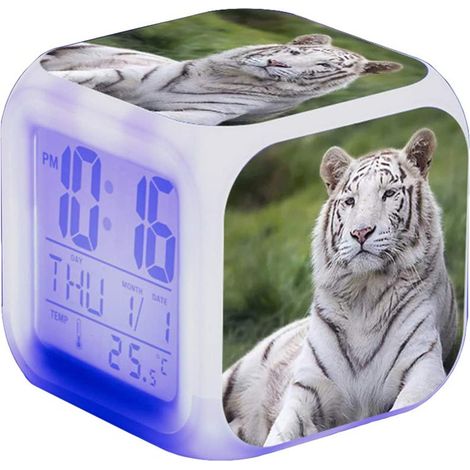 Tigre réveil numérique Enfants illuminé LED veilleuse Horloge (1/4)