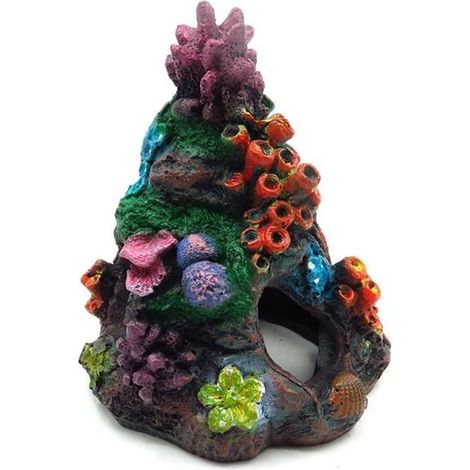 Decoration aquarium corail, Decoration aquarium pour tortue, Decor pour aquarium, en Polyrésine, 13.5 13.5 16 cm (1/4)