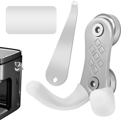 Magnetisches Siebträger-Stützset, kompatibel mit Breville-Maschinen, bestehend aus einer Stütze mit Siebentnahmewerkzeug und Magnetstreifen sowie einer Tamperhalterung aus Stahl. (1/5)