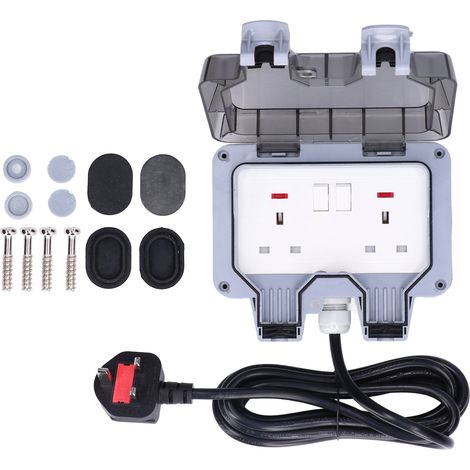 Prise extérieure double boîtier de prise de courant avec câble IP66 étanche norme britannique 250 V 13A