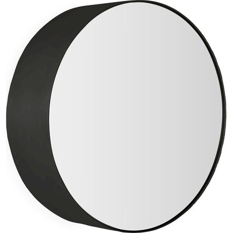 Miroir mural rond design métal noir élégant pour intérieur moderne - noir mat profond (1/4)