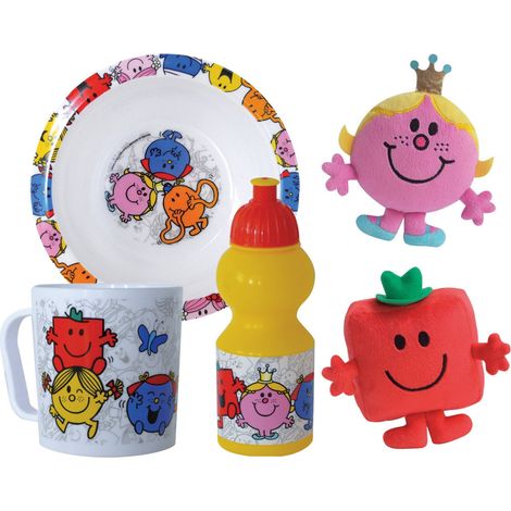 Lot vaisselle - FUN HOUSE - MONSIEUR MADAME - Assiette creuse Ø16 cm, gourde 350 ml, mug 350 ml et 2 peluches 12 cm (1/5)