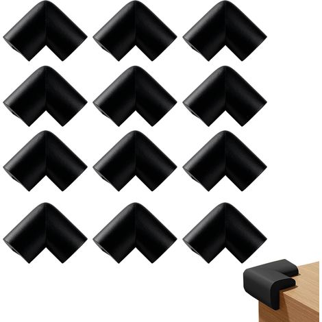 12 coussins sécurité mousse adhésive, angles table/meubles/bureau, noir. (1/5)