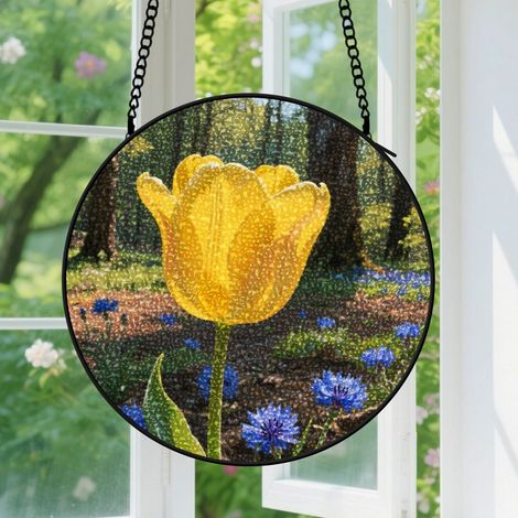 Capteur de soleil en vitrail - décoration spirituelle 9cm (1/4)