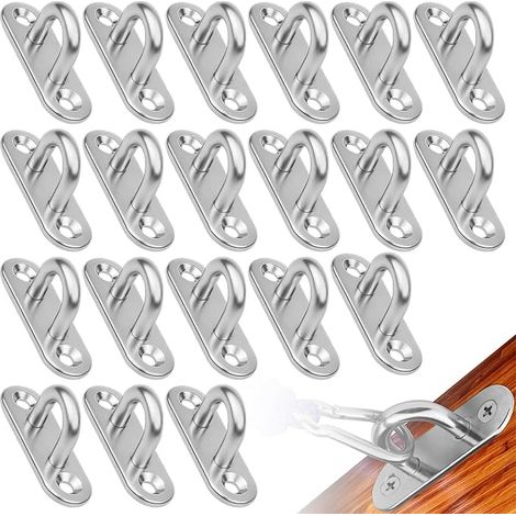20 ganchos de techo M5 de acero inoxidable 304, placa de ojal metálico en forma de U, ganchos de montaje en pared, soportes de pared de acero inoxidable para colgar lámparas de araña, hamacas, equipos (1/5)