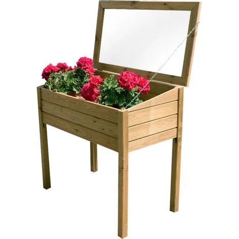 Fioriera 100x50 Orto Rialzato Urbano Pensile Vaso in Legno da Balcone Giardino (1/3)