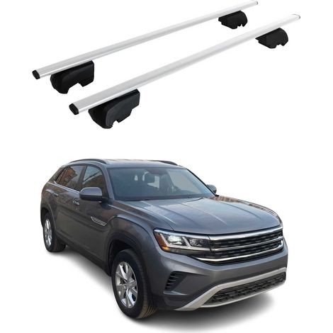 OMAC Dachtrager Quertrager für VW Atlas 2018-2026 – City Crash getestet – ISO PAS 11154:2006 – Abschliessbar – Max 75 kg – 2 Stangen Stahl Silber (1/5)