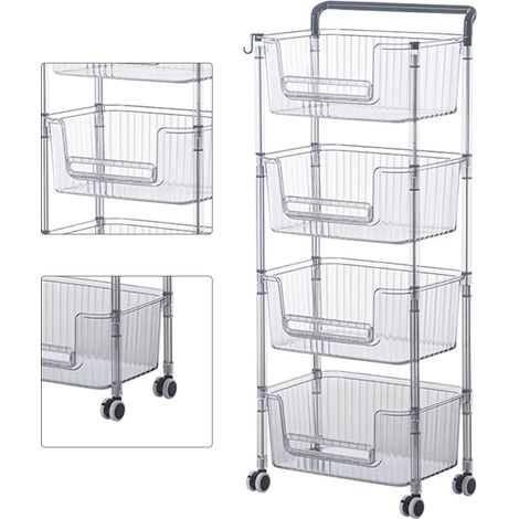 Stabiler und eleganter Rollwagen, robuster 4-stöckiger mobiler Organizer für Zuhause (1/5)
