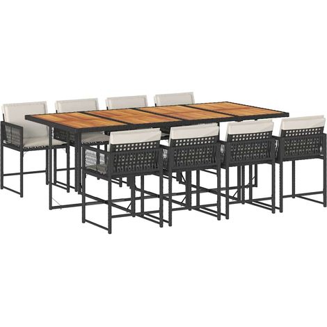 Maison Exclusive - Set de comedor de jardín 9 pzas y cojines ratá