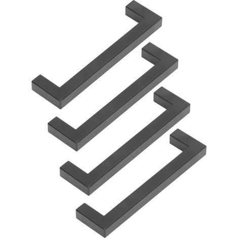 Lot de 4 poignées carrées en acier inoxydable pour meubles de cuisine, placards et tiroirs de bureau, petites, noires, 12 x 12 x 192 mm (1/5)