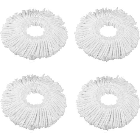 4pcs 360° Spin Balai Serpillère Mop Heads, Tête de balai à franges de rechange en microfibre Spin Balai serpillère Recharge Forme ronde Tête de balai à franges (1/5)