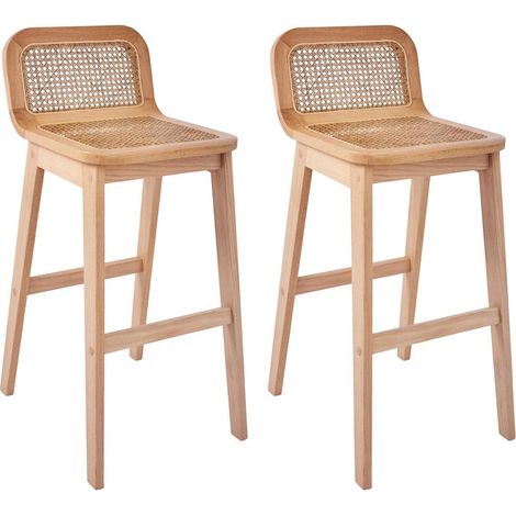 Set aus Insel- und Barstühlen aus Eiche mit 65 cm Rohrsitz SANA