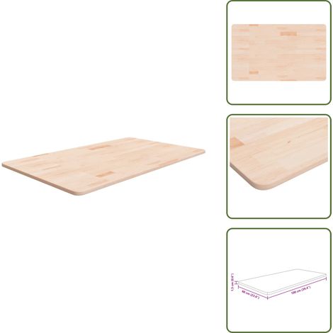 The Living Store Comptoir de salle de bain 100x60x1,5 cm Bois massif non traité - Comptoir Salle De Bain - Meuble Salle De Bain - Dessus De Table - Bois Chêne Massif - Rénovation Cuisine (1/5)