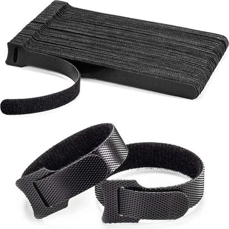 100 sangles Velcro réutilisables pour la gestion des câbles et des fils électriques, noires, 150 mm x 12,5 mm[DB] (1/4)
