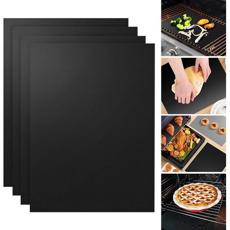 Tapis de barbecue, tapis de barbecue 50x40cm (5 pièces par paquet), tapis de barbecue antiadhésif réutilisable et facile à nettoyer. (1/5)