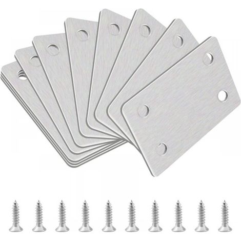 Flat Corner Brace Brackets, 10Pcs Stainless Steel Straight Support Shelf Bracket Flat Corner Brace Brackets Repair Mending Plates Assembly (1/3)