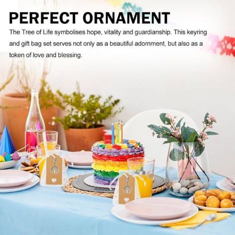 120 Pièces : 40 Sachets Arbre de Vie, 40 Porte-Clés Arbre Argenté, 40 Pochettes Organza + 40 Étiquettes Kraft Invité – Pochettes Cadeau Multi-usage (1/5)