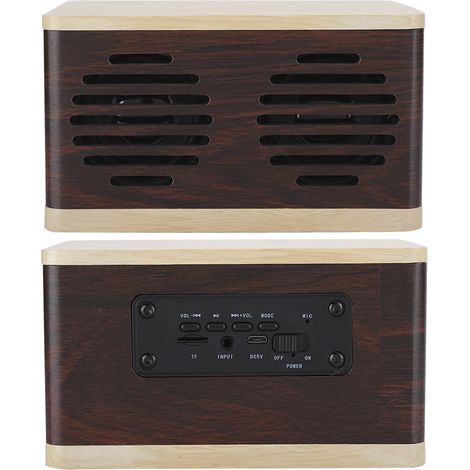 Enceinte Bluetooth Mini Subwoofer Portable avec Câble Audio et Charge - Finition Bois D7