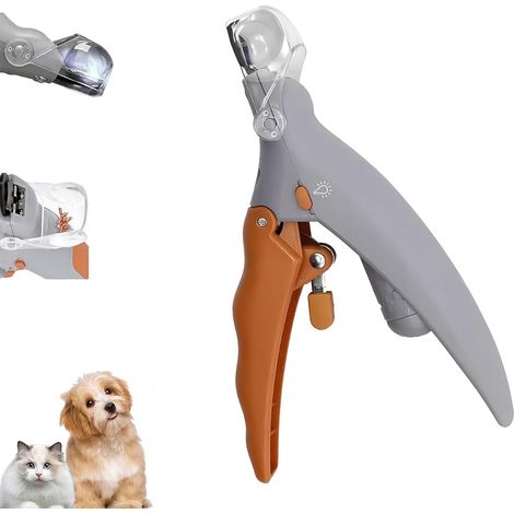 Coupe-ongles, loupe LED pour griffes d'animaux, manche antidérapant, incurvé, pour chats ou chiens (1 pièce) (1/5)