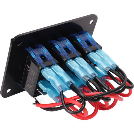 Panneau 3 interrupteurs à bascule étanche DC12V-24V 30A 5PIN LED bleue, boucles PC flexibles pour camping-car voiture yacht (1/5)