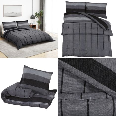Ensemble de housse de couette gris foncé 260x220 cm Coton - Housses De Couette - Linge De Lit - Drap Housse - Literie - Coton - Home & Living (1/5)