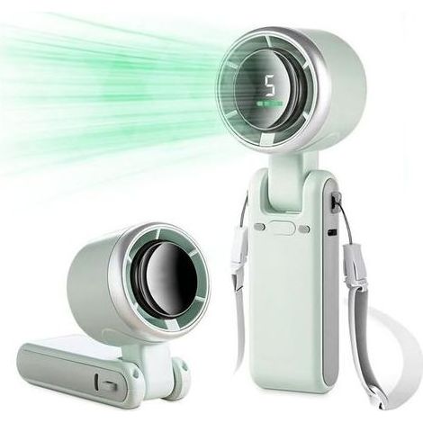 (Vert)Ventilateur turbo portable 3 en 1 électrique pliable USB avec 5 vitesses,ventilateur tour de cou réglable à 180Dépenser (1/5)