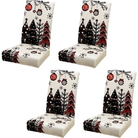 Set of 4 Christmas chair covers, elastic full-coverage chair covers, universal one-piece chair covers for European and American models (1/5)